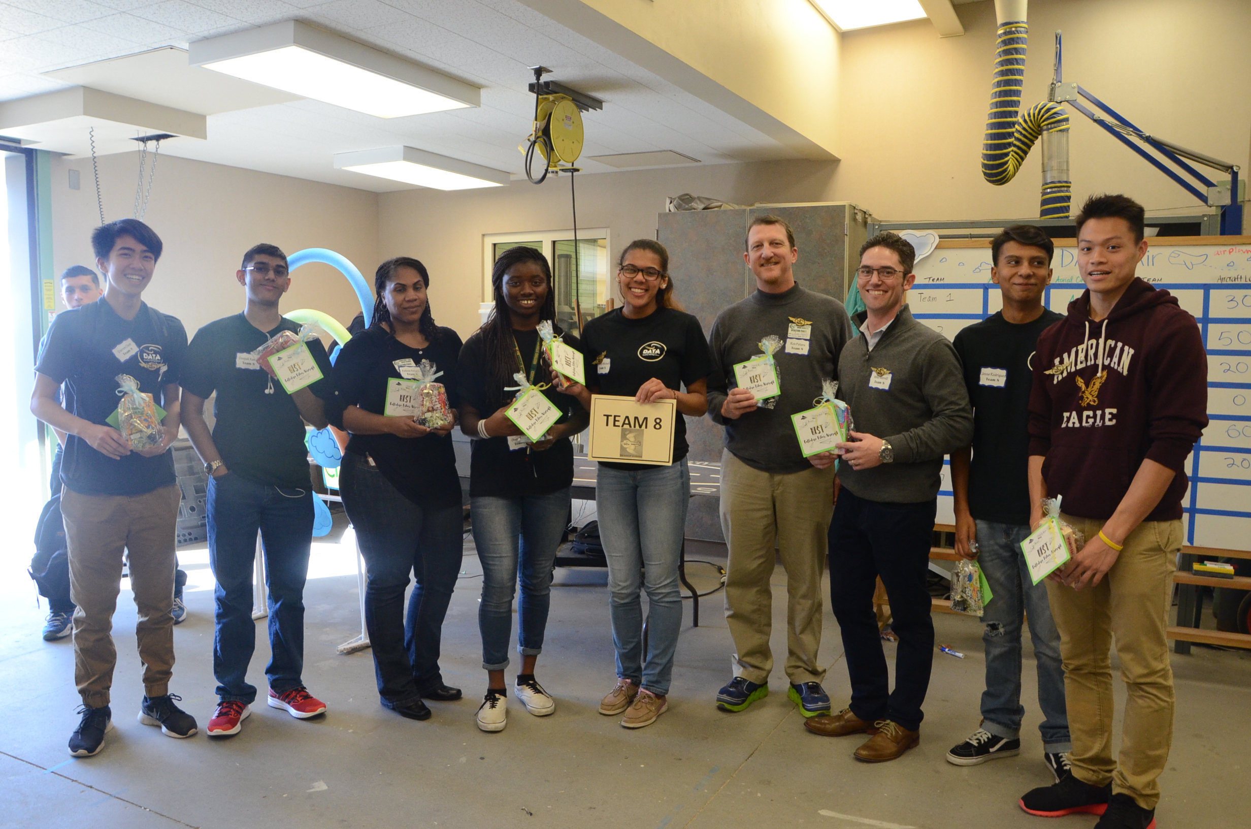 In this photo, you can see that those participating in the competition earned a special set of golden DATA wings, which were designed by DATA student Brittney Morgan and created using a 3D printer.